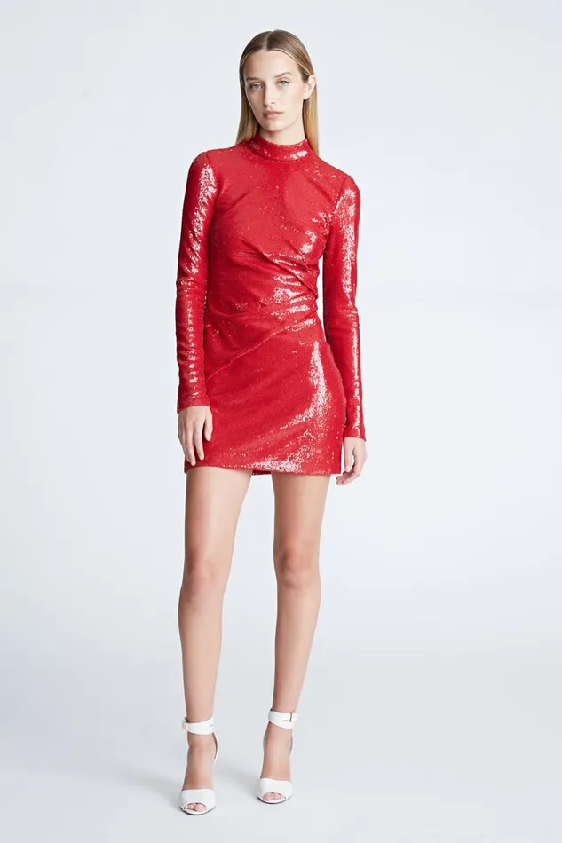 Cocktail Women Halston Emely Dress In Sequins Halston Red Cocktail Women Halston Emely Dress In Sequins Halston Red