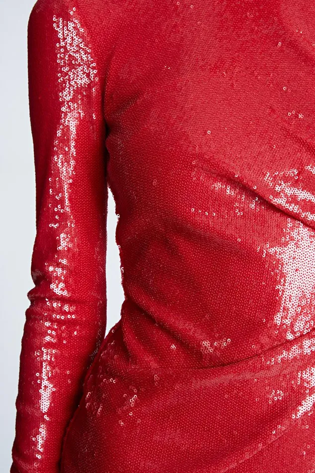 Cocktail Women Halston Emely Dress In Sequins Halston Red Cocktail Women Halston Emely Dress In Sequins Halston Red
