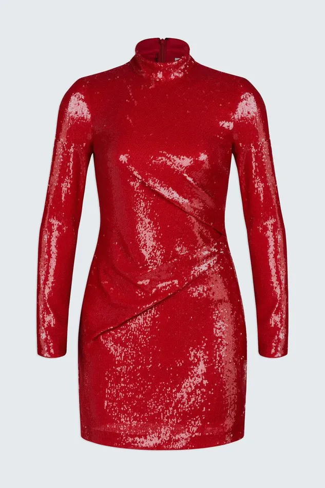 Cocktail Women Halston Emely Dress In Sequins Halston Red Cocktail Women Halston Emely Dress In Sequins Halston Red