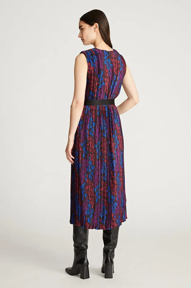 Cocktail Women Halston Kieran Dress In Printed Pleat Multi Floral Print