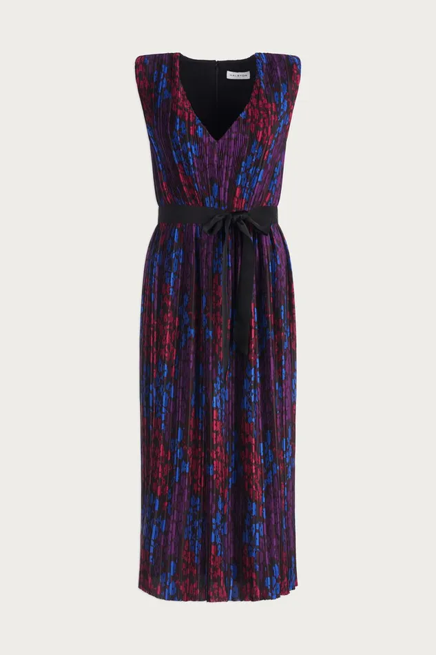 Cocktail Women Halston Kieran Dress In Printed Pleat Multi Floral Print