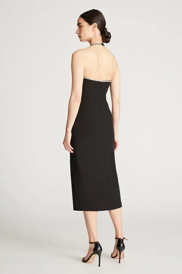 Cocktail Women Halston Piper Dress With Crystal Trim Black