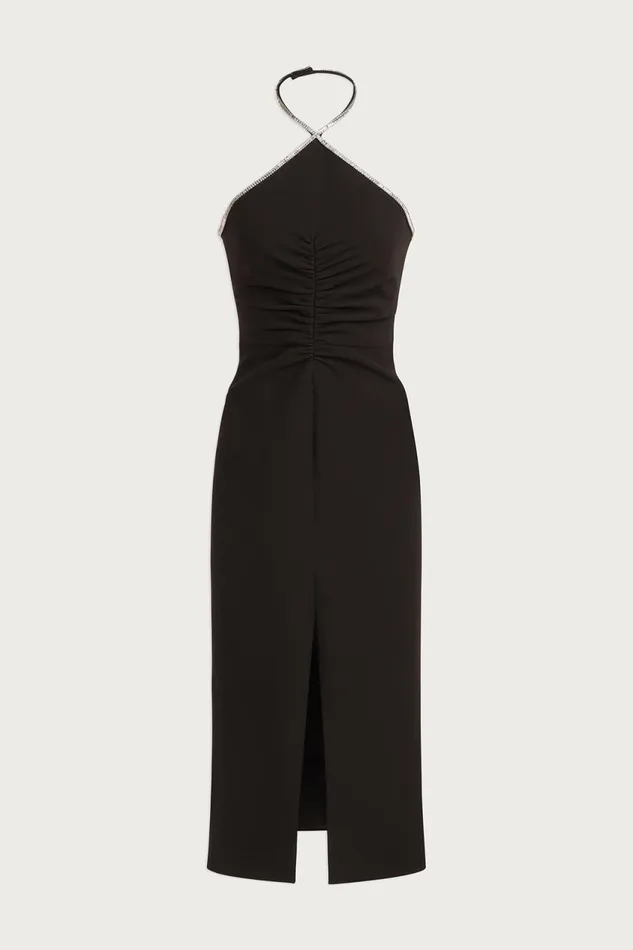 Cocktail Women Halston Piper Dress With Crystal Trim Black