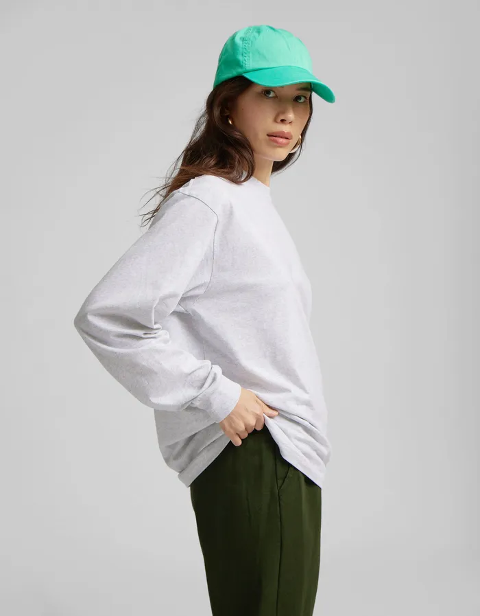 Colorfulstandard Oversized Organic LS TShirt 8211 Snow Melange Women Long Sleeve Tops