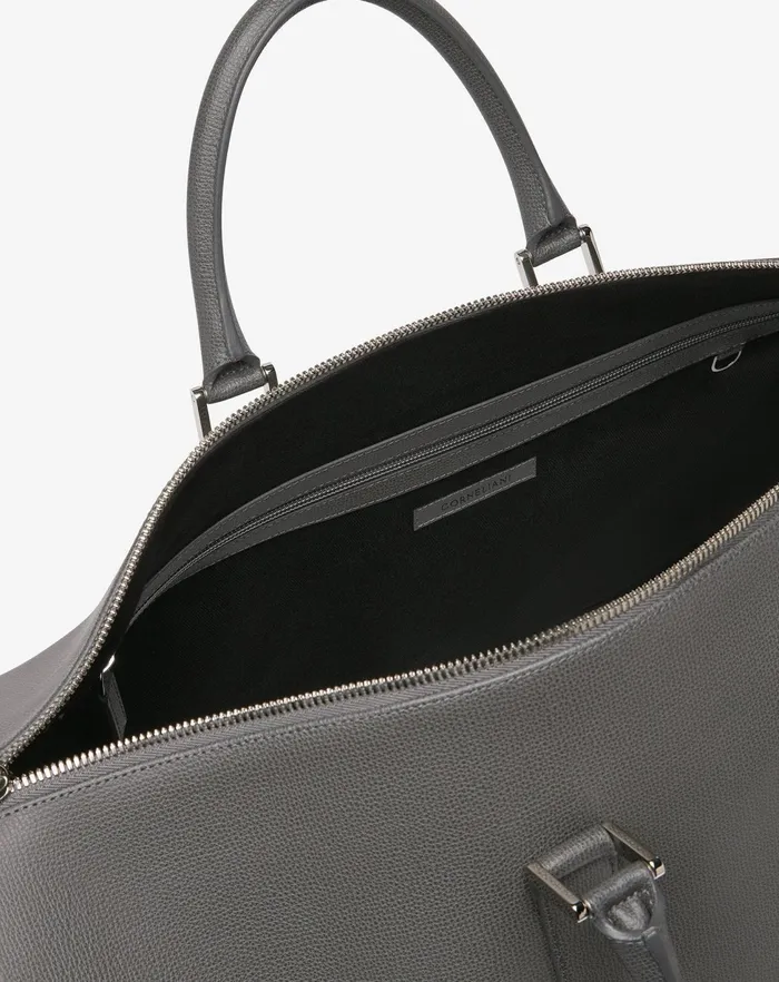 Corneliani Bags And Small Leather Goods Grey Leather Boston Bag For Men 8211 Men