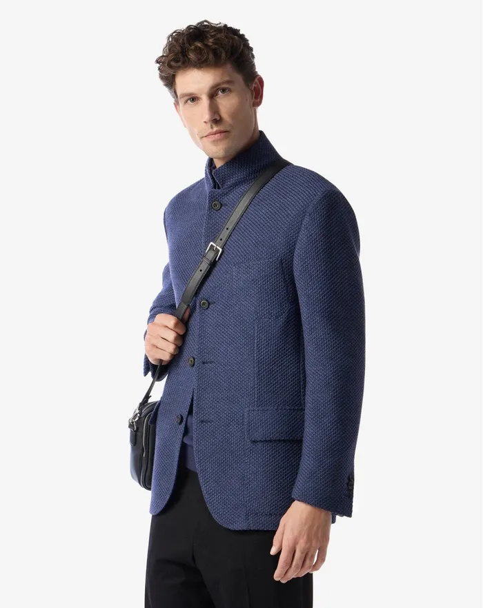Corneliani Jackets Blue Jumperlike Wool Jacket For Men 8211 Men