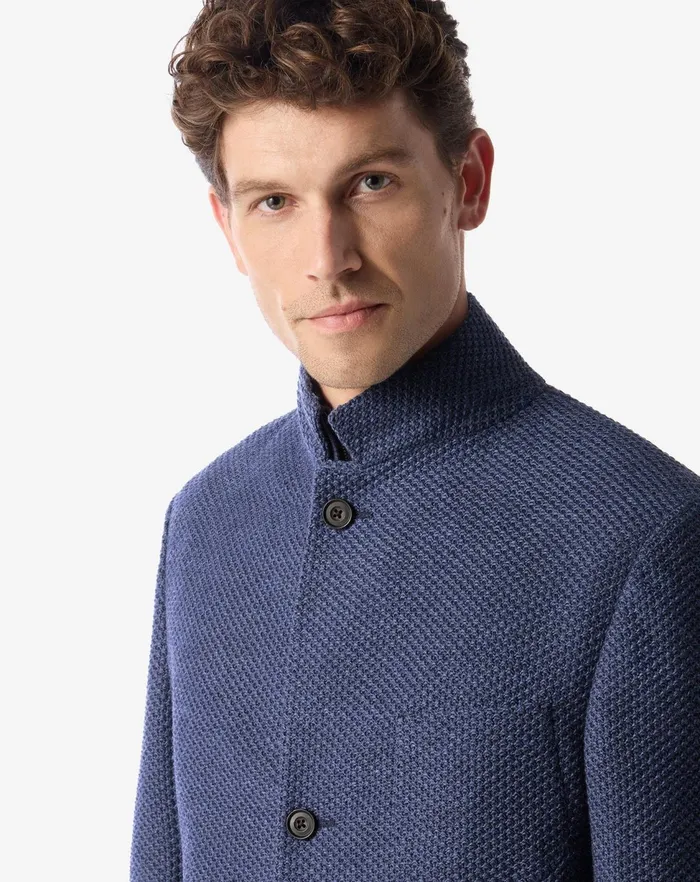 Corneliani Jackets Blue Jumperlike Wool Jacket For Men 8211 Men
