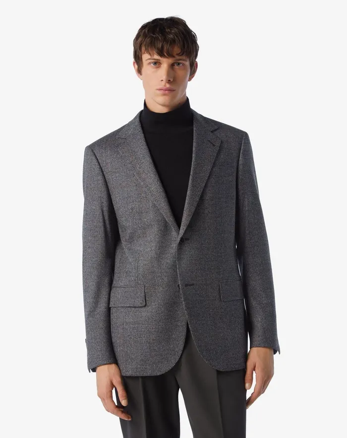 Corneliani Jackets Grey 2button Jaspe Wool Prince Of Wales Jacket 8211 Men