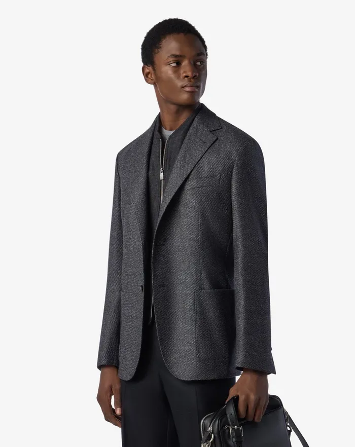 Corneliani Jackets Melange Grey Wool Twill Jacket For Men 8211 Men
