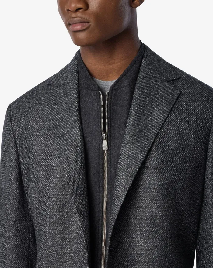 Corneliani Jackets Melange Grey Wool Twill Jacket For Men 8211 Men