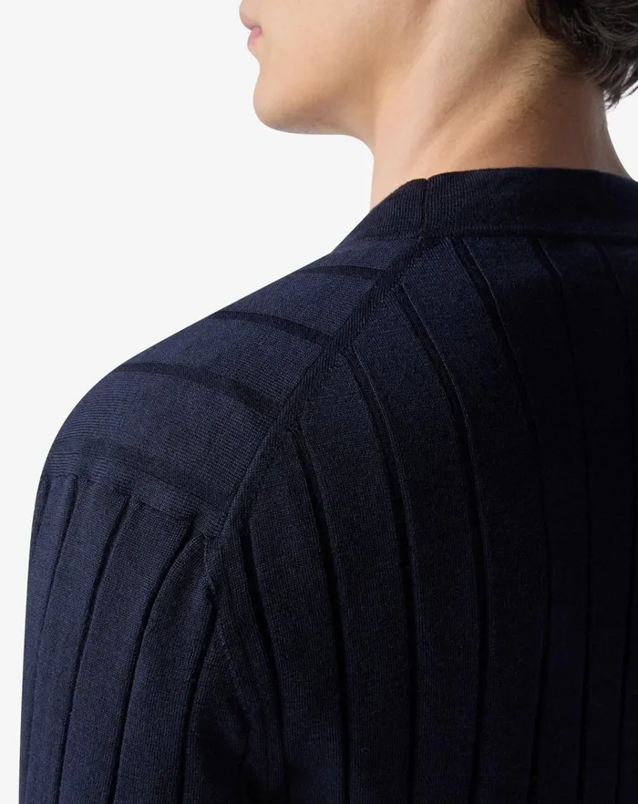 Corneliani Knitwear Navy Blue Ultra Fine Wool Cardigan 8211 Men