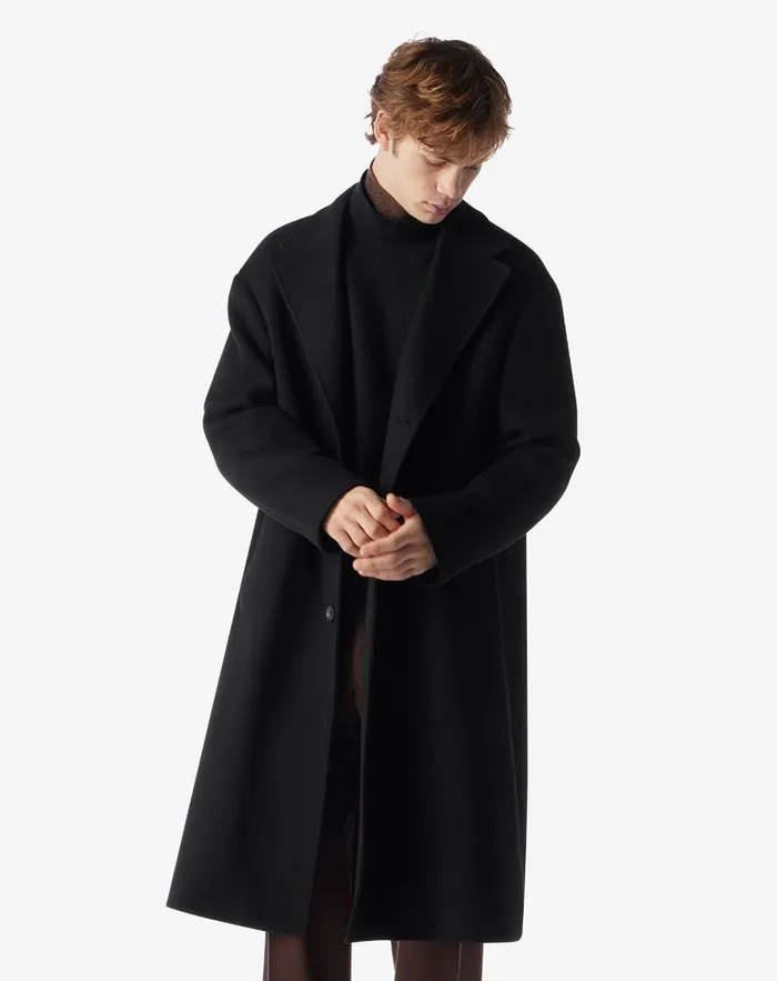 Corneliani Outerwear And Coats Black Wool And Cashmere Coat 8211 Men