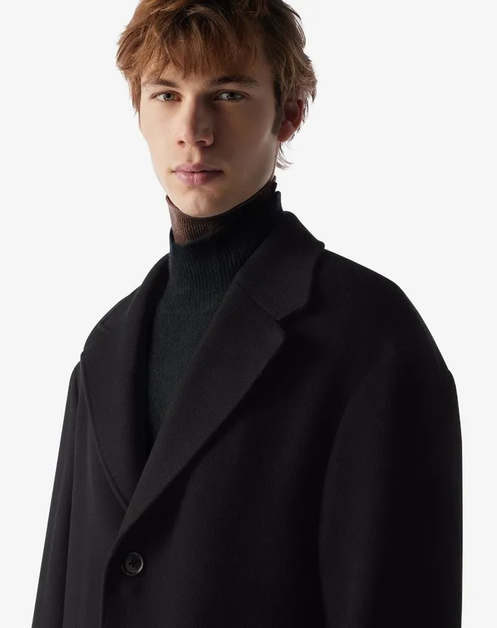 Corneliani Outerwear And Coats Black Wool And Cashmere Coat 8211 Men