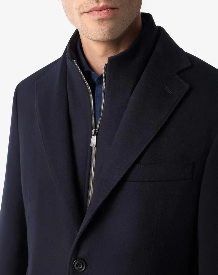 Corneliani Outerwear And Coats Blue Wool Beaver Jacket With Detachable Chest Piece 8211 Men