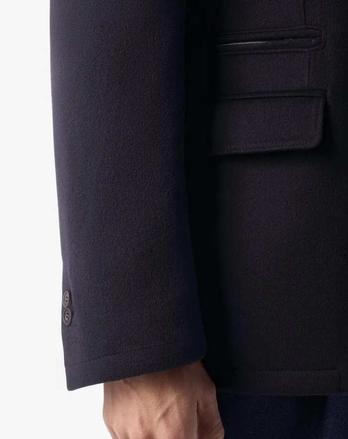 Corneliani Outerwear And Coats Blue Wool Beaver Jacket With Detachable Chest Piece 8211 Men