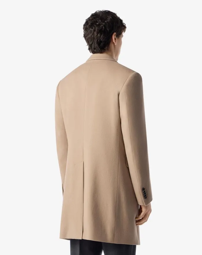 Corneliani Outerwear And Coats Camel Beige Super Fine Wool Beaver Coat For Men 8211 Men