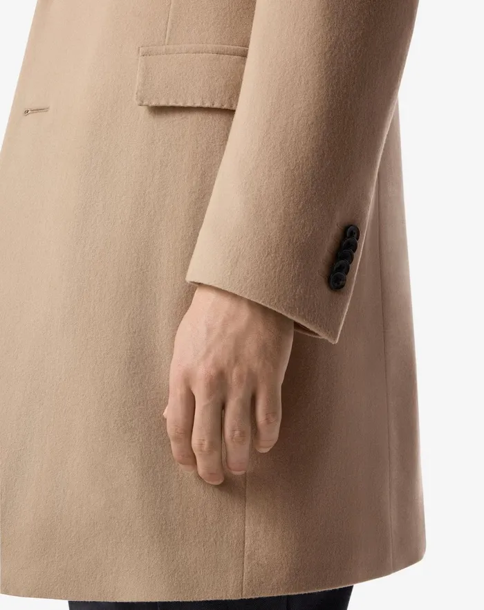 Corneliani Outerwear And Coats Camel Beige Super Fine Wool Beaver Coat For Men 8211 Men