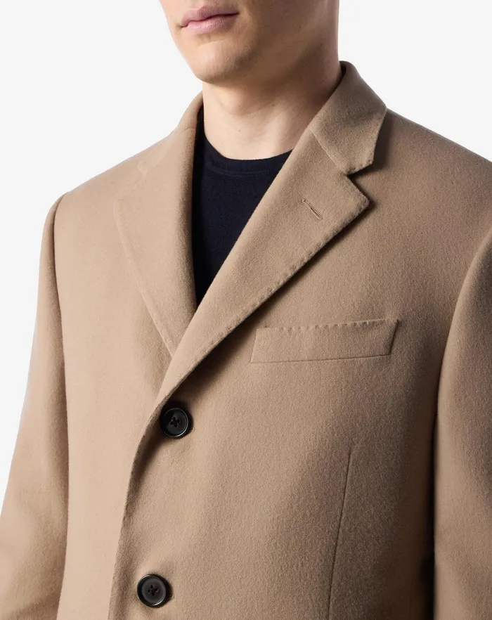 Corneliani Outerwear And Coats Camel Beige Super Fine Wool Beaver Coat For Men 8211 Men