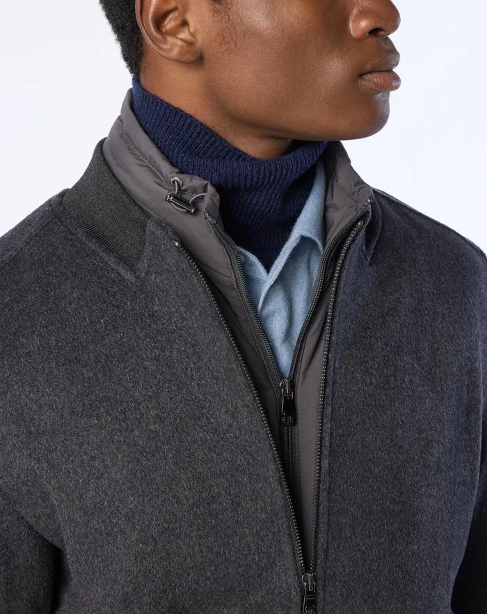 Corneliani Outerwear And Coats Grey Padded Bomber Jacket With Detachable Chest Piece 8211 Men