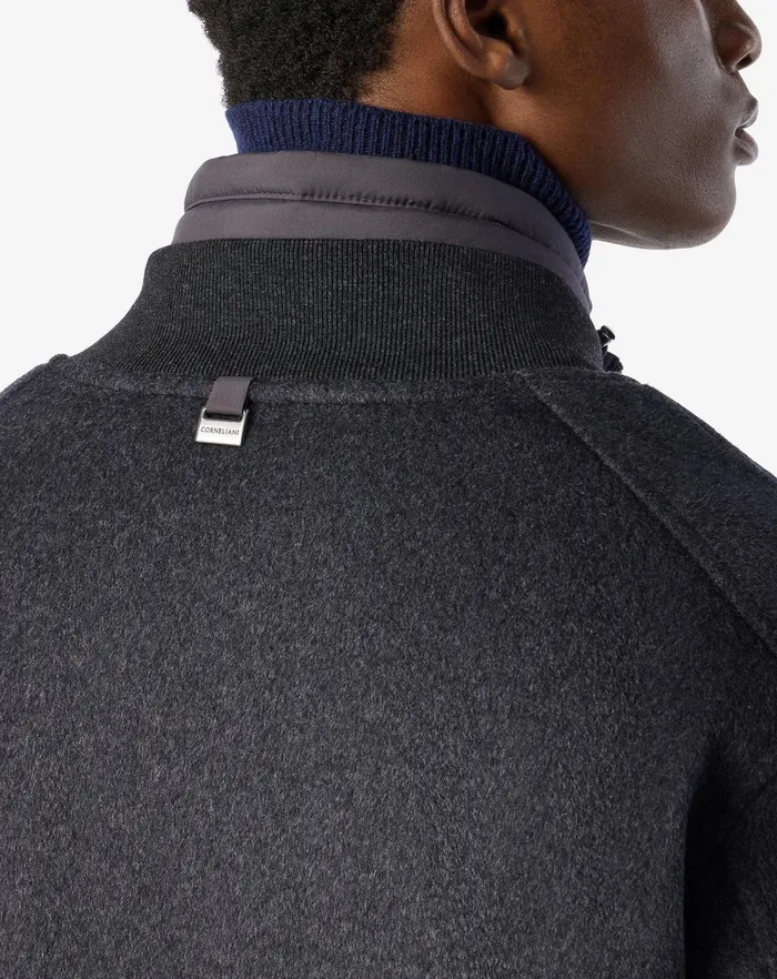 Corneliani Outerwear And Coats Grey Padded Bomber Jacket With Detachable Chest Piece 8211 Men