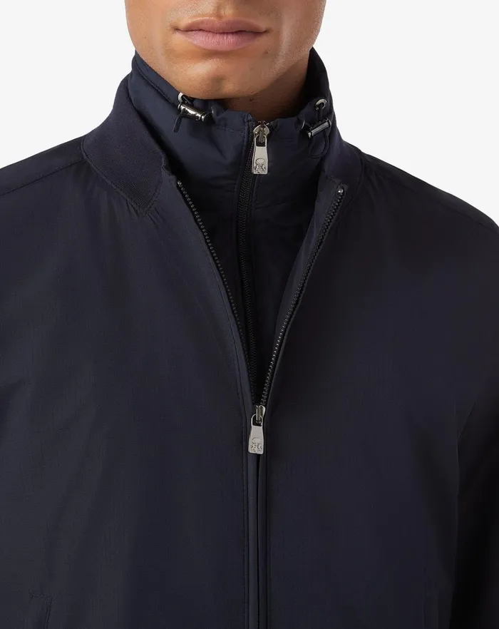 Corneliani Outerwear And Coats Navy Blue Jacket With Inner Vest And Hood 8211 Men
