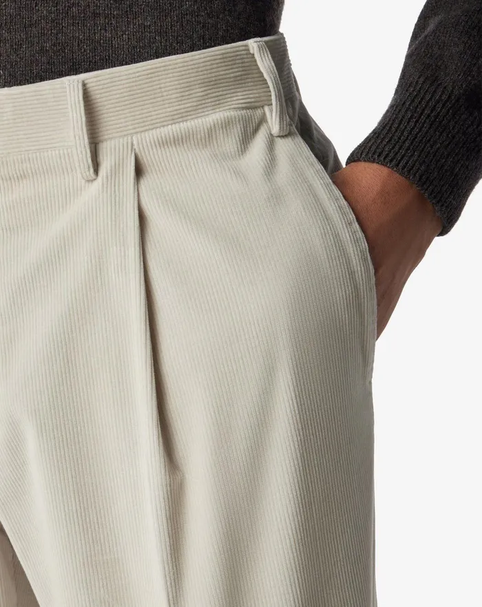 Corneliani Pants White Ribbed Velvet 1 Pleated Trousers 8211 Men