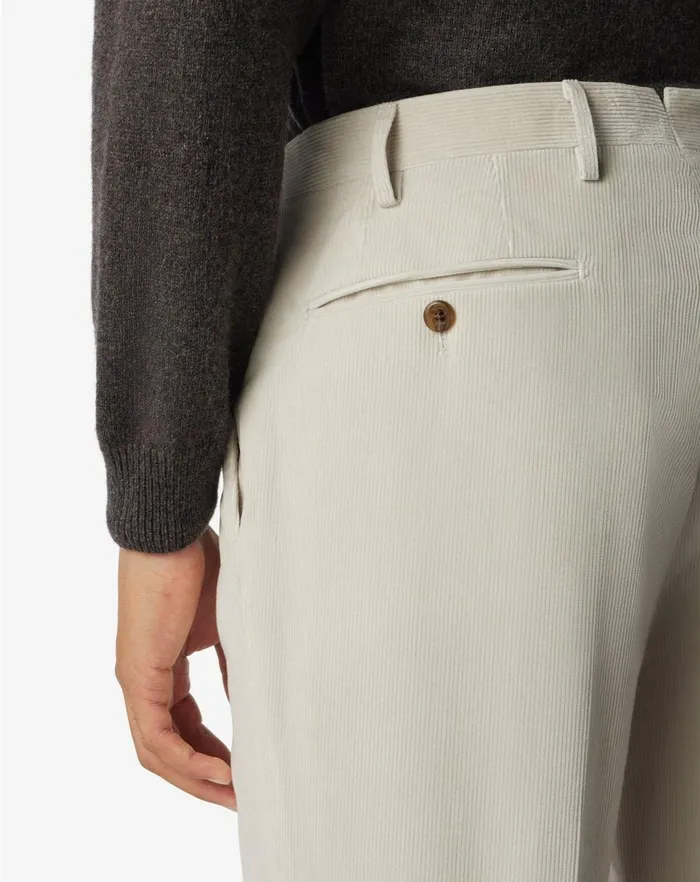 Corneliani Pants White Ribbed Velvet 1 Pleated Trousers 8211 Men