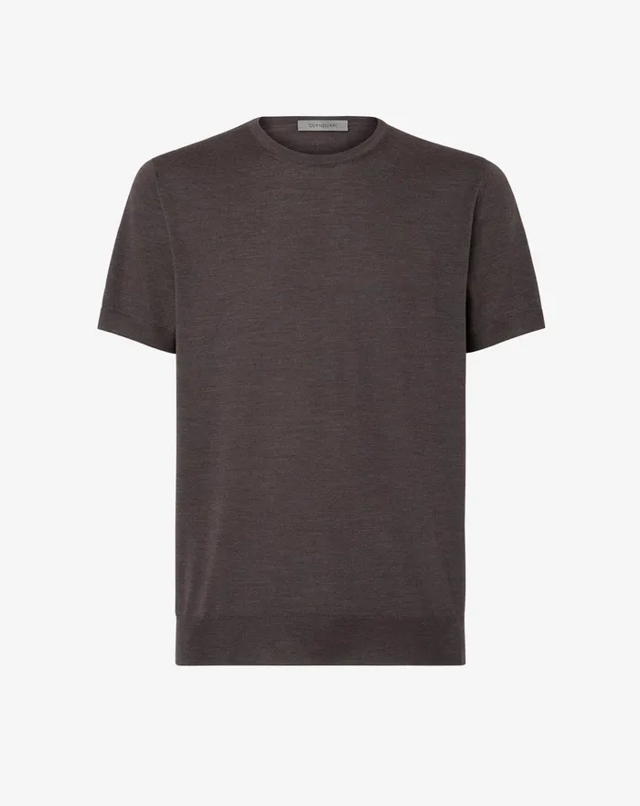 Corneliani Polos and TShirts Brown Ultra Fine Wool Crew Neck Jumper For Men 8211 Men