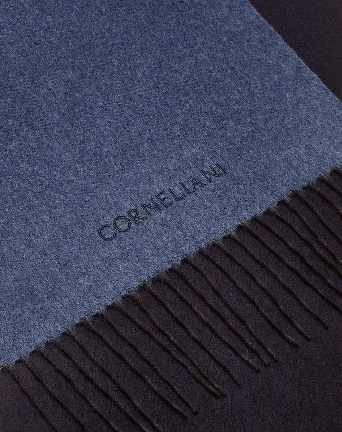 Corneliani Scarves And Hats Denimblue Silk And Cashmere Scarf For Men 8211 Men