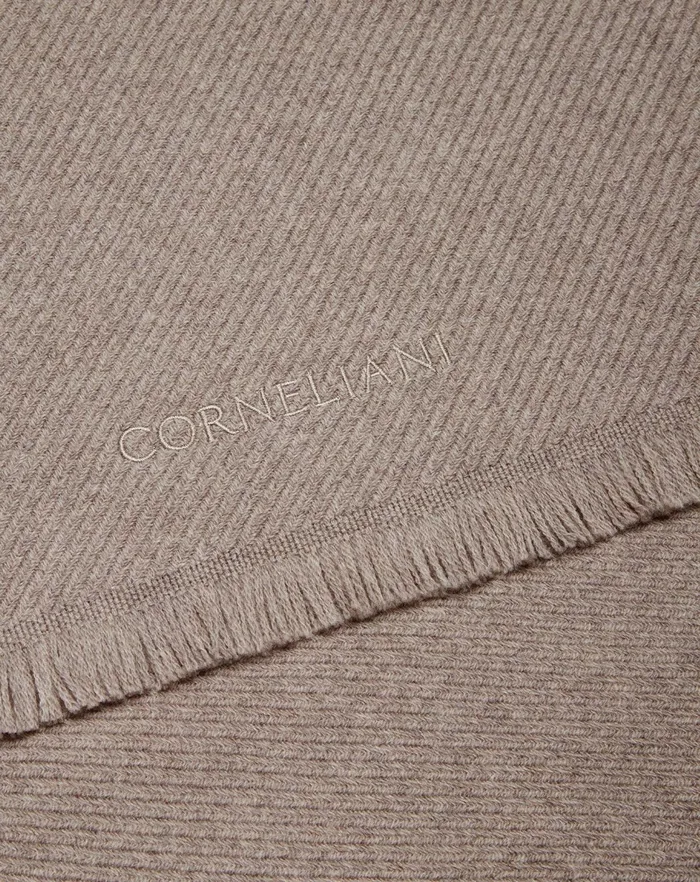 Corneliani Scarves And Hats Sandy Beige Pure Jacquard Wool Scarf For Men 8211 Men