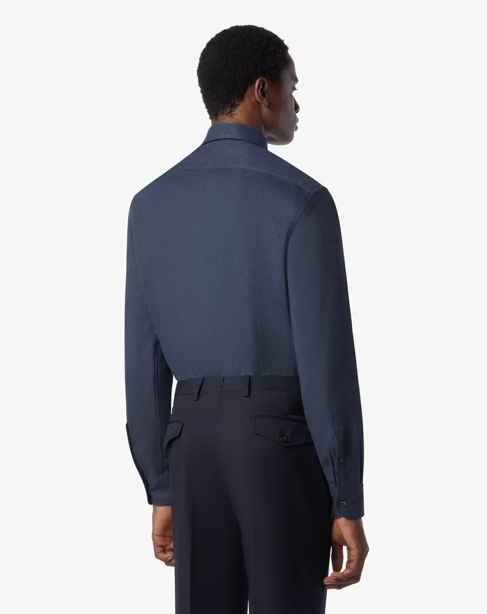 Corneliani Shirts Blue Cotton Flannel Shirt For Men 8211 Men