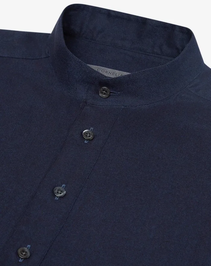 Corneliani Shirts Blue Herringbone Flannel Shirt For Men 8211 Men