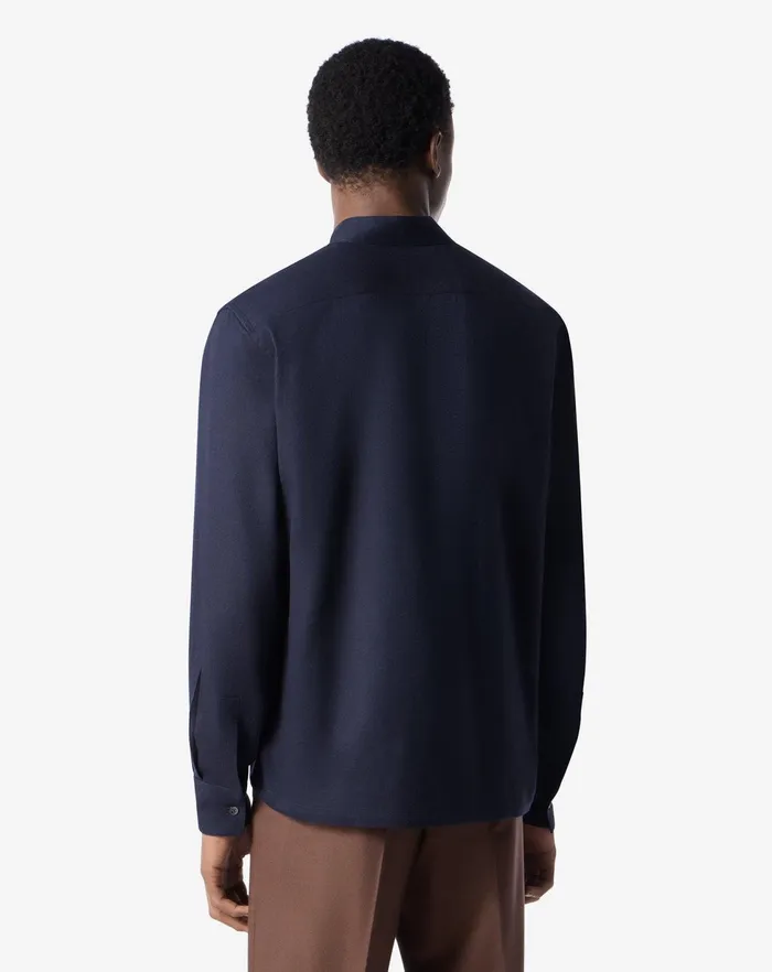 Corneliani Shirts Blue Herringbone Flannel Shirt For Men 8211 Men