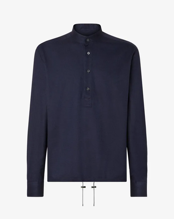 Corneliani Shirts Blue Herringbone Flannel Shirt For Men 8211 Men