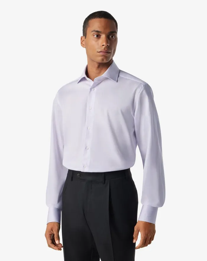 Corneliani Shirts Lilac Cotton Twill Shirt 8211 Men