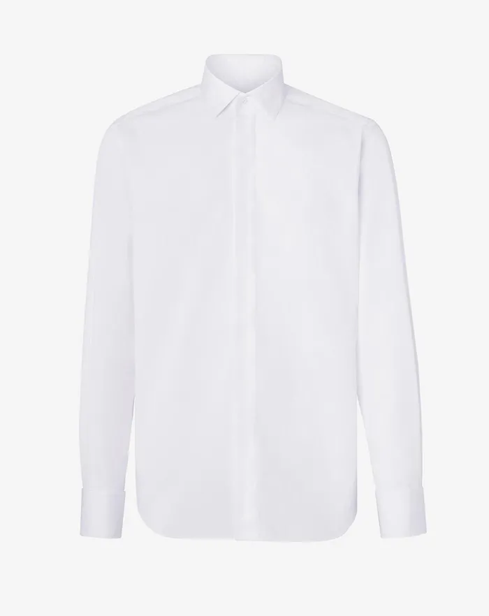 Corneliani Shirts Optical White Smoking Cotton Shirt 8211 Men
