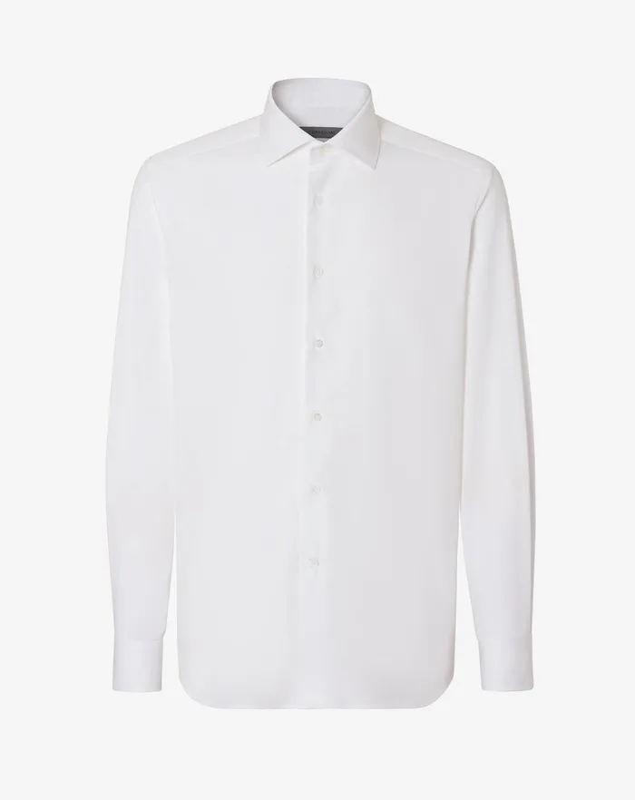Corneliani Shirts White Cotton Twill Shirt 8211 Men