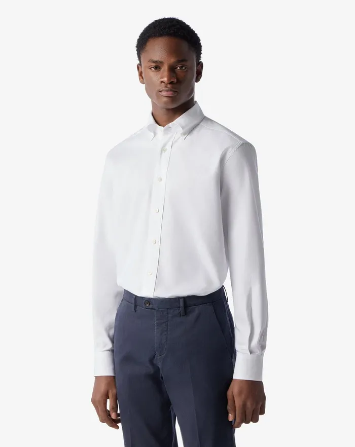 Corneliani Shirts White Royal Oxford Cotton Shirt For Men 8211 Men