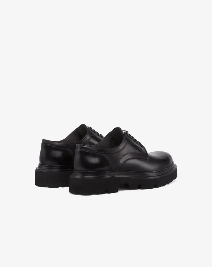 Corneliani Shoes Black Aged Calfskin Derby Shoes For Men 8211 Men