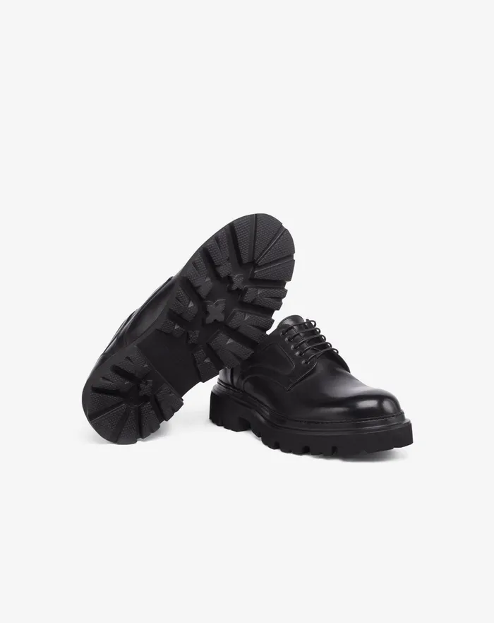 Corneliani Shoes Black Aged Calfskin Derby Shoes For Men 8211 Men