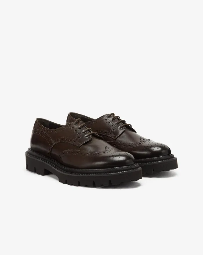 Corneliani Shoes Brown Derby Calfskin Derby Shoes 8211 Men