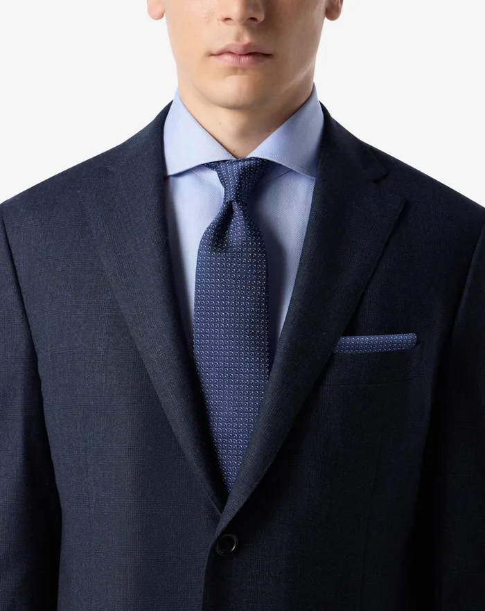 Corneliani Ties And Pochette Blue Silk Tie With Jacquard Geometric Pattern 8211 Men