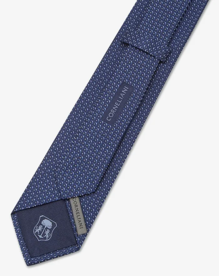 Corneliani Ties And Pochette Blue Silk Tie With Jacquard Geometric Pattern 8211 Men