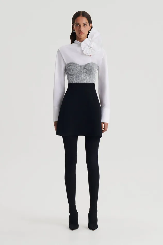 CREPE KNIT PEPLUM SKIRT BLACK Skirts Scanlan Theodore Women