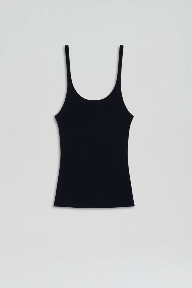 CREPE KNIT RIB SINGLET NAVY Women Tops Scanlan Theodore CREPE KNIT RIB SINGLET NAVY Women Tops Scanlan Theodore