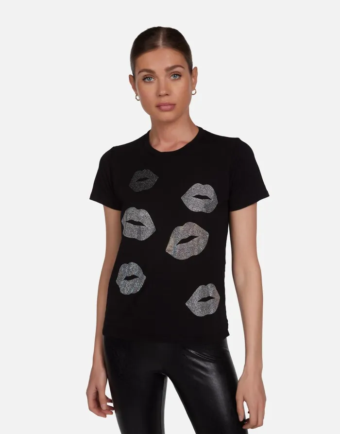 Croft Crystal Multi Lips Black Women039s Lauren Moshi Short Sleeve