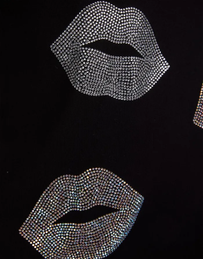 Croft Crystal Multi Lips Black Women039s Lauren Moshi Short Sleeve