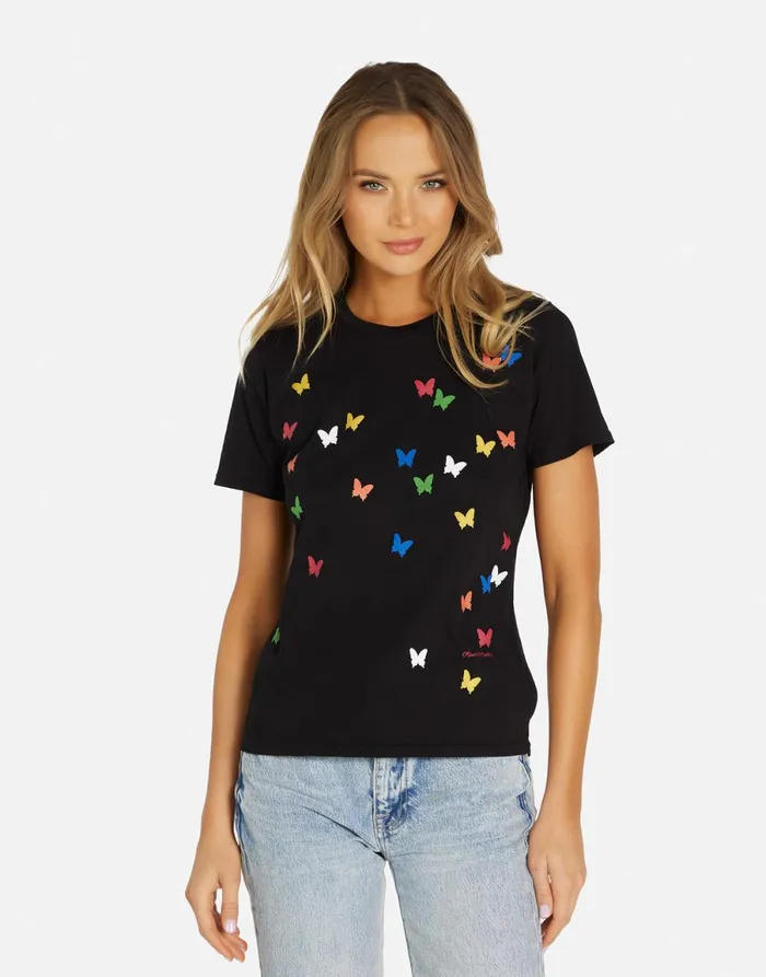 Croft Mini Butterflies Black Women039s Lauren Moshi Short Sleeve