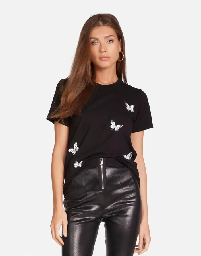 Croft Optimist Butterflies Black Women039s Lauren Moshi Short Sleeve
