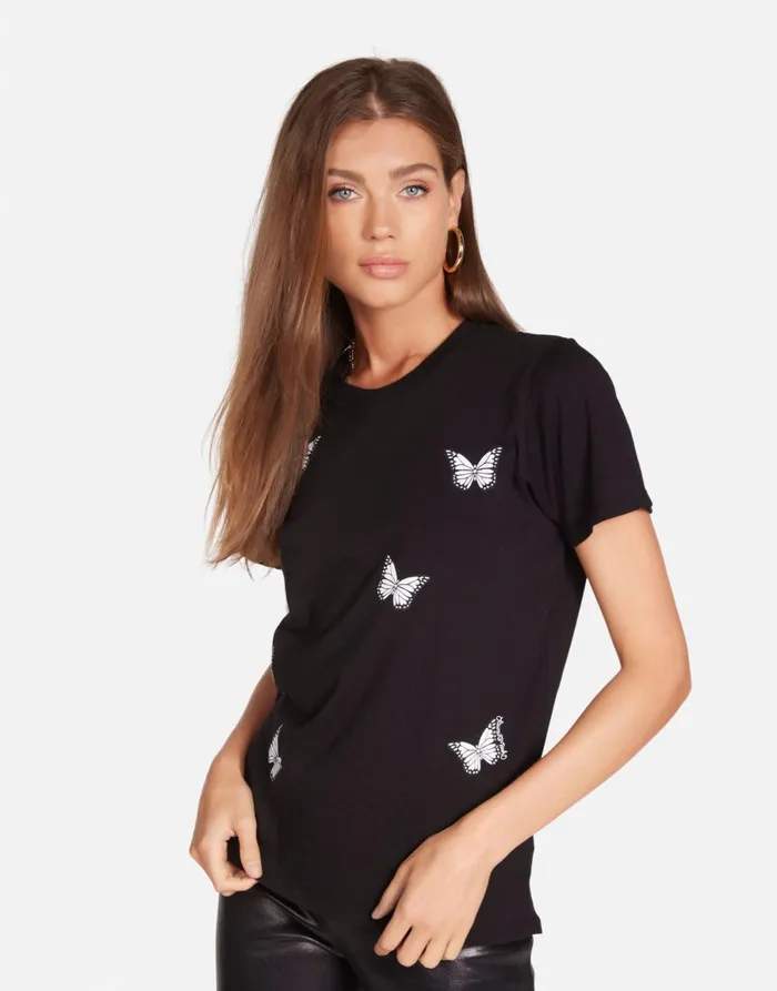 Croft Optimist Butterflies Black Women039s Lauren Moshi Short Sleeve
